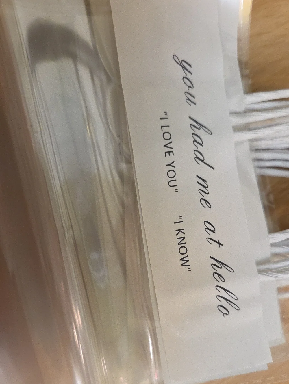 Clear Party Favor Bags with White Handles - You Had Me At Hello